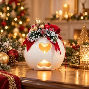 Sfere Natalizie in Ceramica Artisan con Composizione e Box Ceramic Noël – Mata Creazioni, Ø 10cm