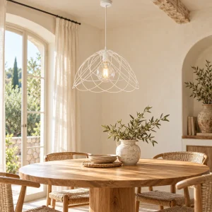 Lampadario Vintage in Ferro Bianco Shabby, Oro o Ruggine – Be Light Pagoda, 1 Luce, Ø45 cm